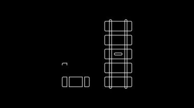 White line Railway, railroad track icon isolated on black background. 4K Video motion graphic animation.