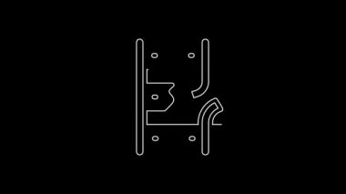 White line Broken or cracked rails on a railway icon isolated on black background. 4K Video motion graphic animation.
