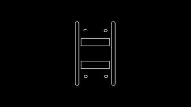 White line Railway, railroad track icon isolated on black background. 4K Video motion graphic animation.