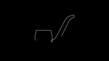 Siyah arka planda izole edilmiş duman simgesi olan beyaz çizgi sigara piposu. Tütün piposu. 4K Video hareketli grafik canlandırması.