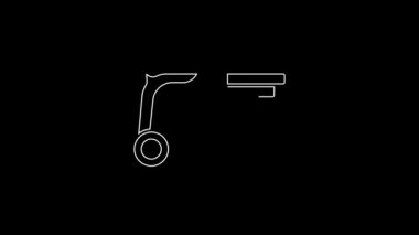 White line Vintage pistols icon isolated on black background. Ancient weapon. 4K Video motion graphic animation.