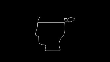 Beyaz çizgi kaptanı simgesi siyah arka planda izole edildi. 4K Video hareketli grafik canlandırması.