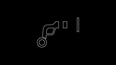 White line Vintage pistols icon isolated on black background. Ancient weapon. 4K Video motion graphic animation.