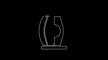 Beyaz çizgi barut namlusu simgesi siyah arkaplanda izole edildi. TNT dinamit ahşap fıçı. 4K Video hareketli grafik canlandırması.