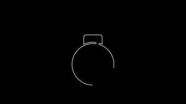 Beyaz çizgi bombası siyah arka planda izole edilmiş ikonu patlatmaya hazır. 4K Video hareketli grafik canlandırması.