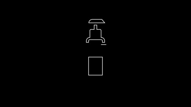 White Line Bottle Liquid Antibacterial Soap Dispenser Icon Isolated Black — Stock Video