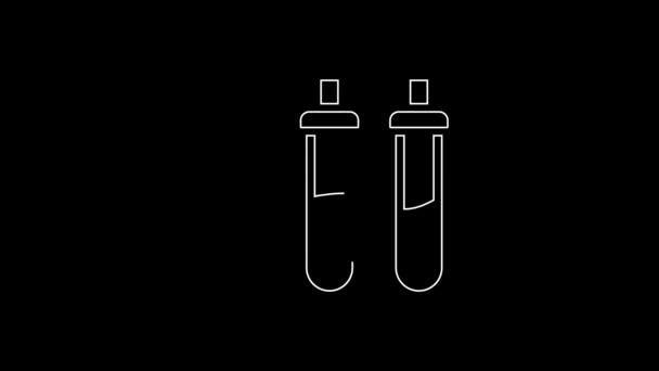 White Line Reagent Bottle Physics Chemistry Icon Isolated Black Background — Vídeo de Stock