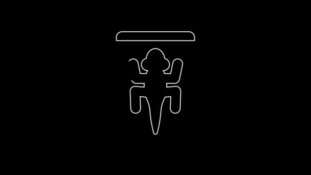 White Line Experimental Animal Icon Isolated Black Background Video Motion — Wideo stockowe