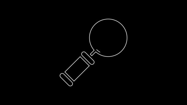 White Line Dna Research Search Icon Isolated Black Background Magnifying — Vídeo de stock