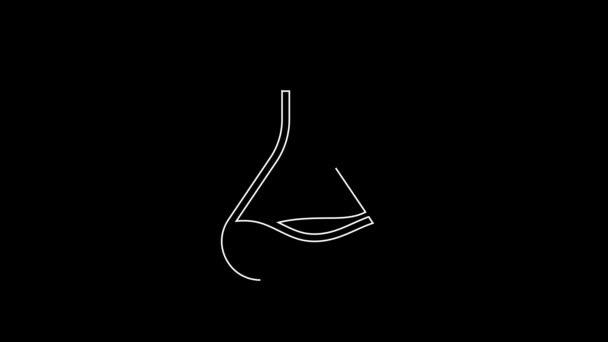 白线试管和瓶图标隔离在黑色背景 化学实验室测试 实验室玻璃器皿 4K视频运动图形动画 — 图库视频影像