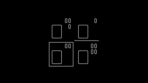 Witte Lijn Periodiek Systeem Van Elementen Pictogram Geïsoleerd Zwarte Achtergrond — Stockvideo