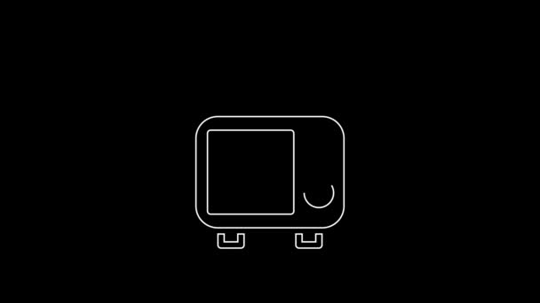 白い線黒の背景に隔離されたレトロなテレビのアイコン テレビの看板 4Kビデオモーショングラフィックアニメーション — ストック動画