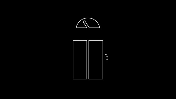 White Line Lift Icon Isolated Black Background Elevator Symbol Video — Vídeo de Stock