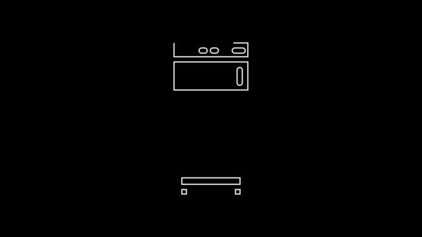 Λευκή Γραμμή Εικόνα Ψυγείου Απομονωμένο Μαύρο Φόντο Ψυγείο Ψυγείου Τεχνολογία — Αρχείο Βίντεο