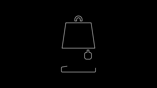 白线台灯图标隔离在黑色背景上 4K视频运动图形动画 — 图库视频影像