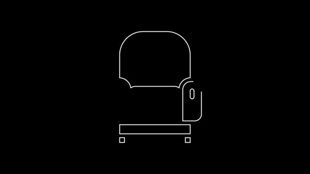 Bílá Čára Křeslo Ikona Izolované Černém Pozadí Grafická Animace Pohybu — Stock video