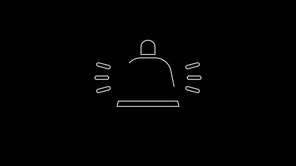 White Line Hotel Service Bell Icon Isolated Black Background Reception — Vídeos de Stock