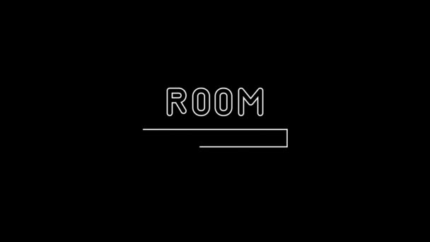 White Line Hotel Key Card Room Icon Isolated Black Background — Stok video