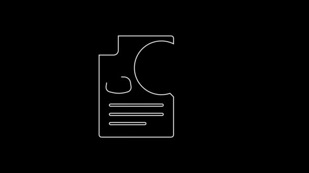 White Line Document Paper Analysis Magnifying Glass Icon Isolated Black — Vídeo de Stock