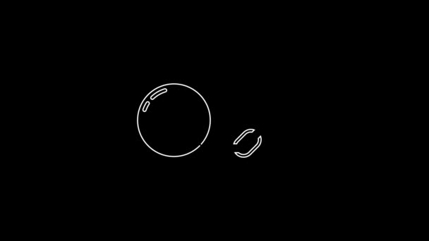 White Line Ball Chain Icon Isolated Black Background Video Motion — 图库视频影像