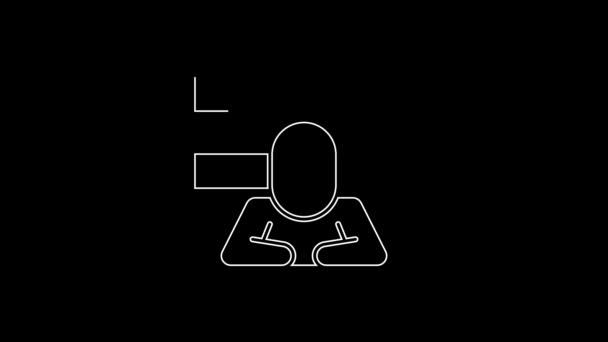 Иконка Узника Белой Линии Изолирована Черном Фоне Видеографическая Анимация — стоковое видео