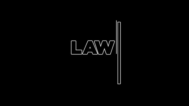 White Line Law Book Icoon Geïsoleerd Zwarte Achtergrond Juridisch Rechter — Stockvideo