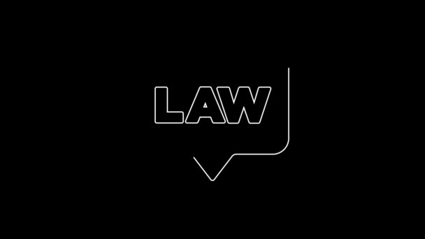White Line Location Law Icon Isolated Black Background Video Motion — Video