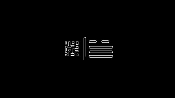 White Line Code Ticket Train Icon Isolated Black Background Video — Vídeo de Stock