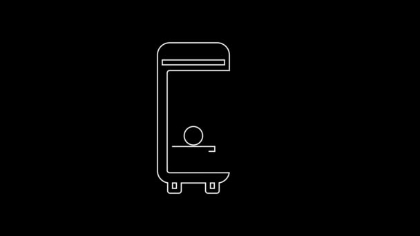 White Line Toilet Train Car Icon Isolated Black Background Video — Wideo stockowe