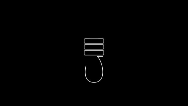 White Line Gallows Rope Loop Hanging Icon Isolated Black Background — Stock Video