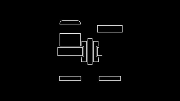 Weißes Fernglassymbol Isoliert Auf Schwarzem Hintergrund Softwarezeichen Finden Symbol Für — Stockvideo