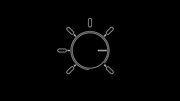 White Line Ship Steering Wheel Icon Isolated Black Background Video — Stock Video