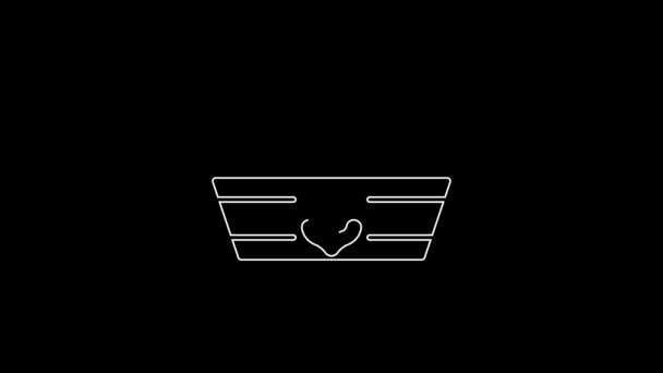 White Line Sailor Hat Icon Isolated Black Background Video Motion — Stockvideo