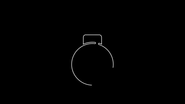 White Line Bomb Ready Explode Icon Isolated Black Background Video — Stock Video