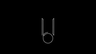 White line Baby clothes pin icon isolated on black background. Classic closed steel safety pin. 4K Video motion graphic animation.