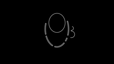 Beyaz çizgi bebek önlüğü simgesi siyah arkaplanda izole edildi. 4K Video hareketli grafik canlandırması.