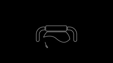 Beyaz çizgi bebek şişesi simgesi siyah arka planda izole edildi. Beslenme şişesi simgesi. Süt şişesi tabelası. 4K Video hareketli grafik canlandırması.