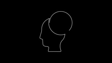 Beyaz çizgi bebek emziği simgesi siyah arkaplanda izole edildi. Çocuk oyuncağı. 4K Video hareketli grafik canlandırması.