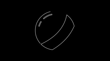 White line Beach ball icon isolated on black background. Children toy. 4K Video motion graphic animation.