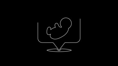 White line Baby icon isolated on black background. 4K Video motion graphic animation.