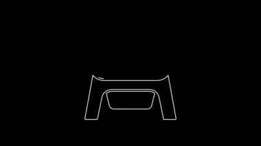 Beyaz çizgi bebek tuvalet ikonu siyah arka planda izole edildi. Lazımlık. 4K Video hareketli grafik canlandırması.