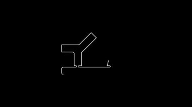 White line Baby shoes icon isolated on black background. Sandal sign. 4K Video motion graphic animation.