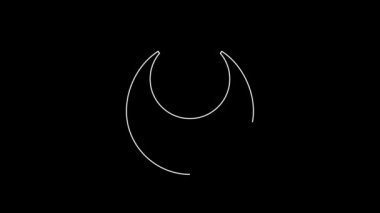 Beyaz çizgi bebek önlüğü simgesi siyah arkaplanda izole edildi. 4K Video hareketli grafik canlandırması.