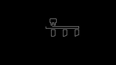 White line Beach pier dock icon isolated on black background. 4K Video motion graphic animation.
