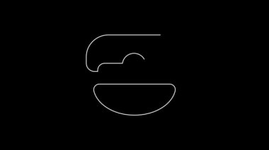 White line Captain hat icon isolated on black background. 4K Video motion graphic animation.