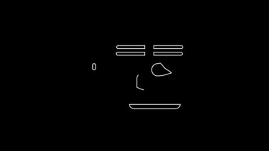 White line Helicopter aircraft vehicle icon isolated on black background. 4K Video motion graphic animation.