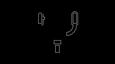 White line Aircraft steering helm icon isolated on black background. Aircraft control wheel. 4K Video motion graphic animation.