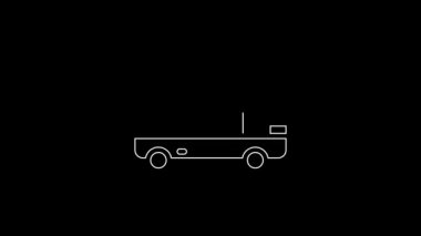 White line Passenger ladder for plane boarding icon isolated on black background. Airport stair travel. 4K Video motion graphic animation.