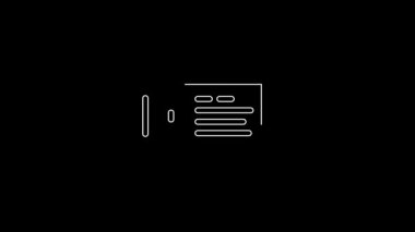 White Line Havayolları bilet ikonu siyah arka planda izole edildi. Uçak bileti. 4K Video hareketli grafik canlandırması.