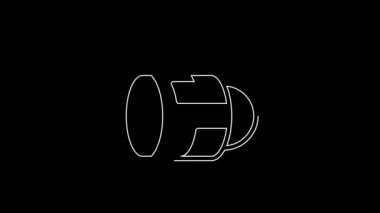 White line Jet engine turbine icon isolated on black background. Plane turbine. Airplane equipment. Jet propeller. Aviation service. Motor running. 4K Video motion graphic animation.